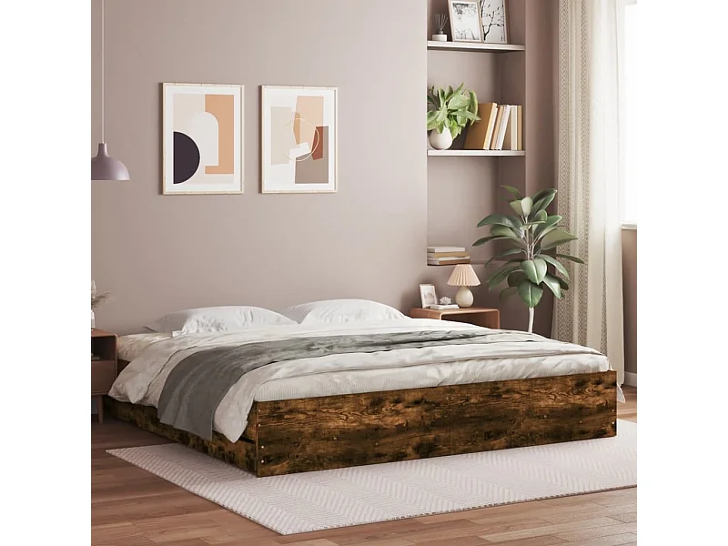 Lit-180x200 cm à tiroirs chêne fum bois d'ingénierie HOQW73879
