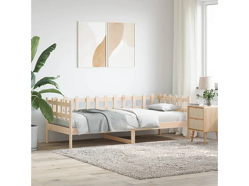 Cama de solteiro 90x190 cm madeira de pinho maciça PT159663