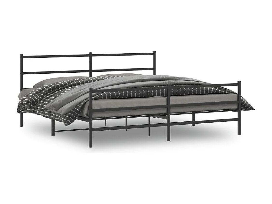 Cama com cabeceira e pés 183x213 cm metal preto PT325613