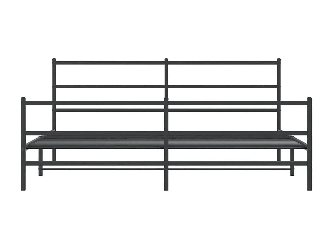 Lit-183x213 cm métal + tête de lit/pied de lit noir HOQW79155
