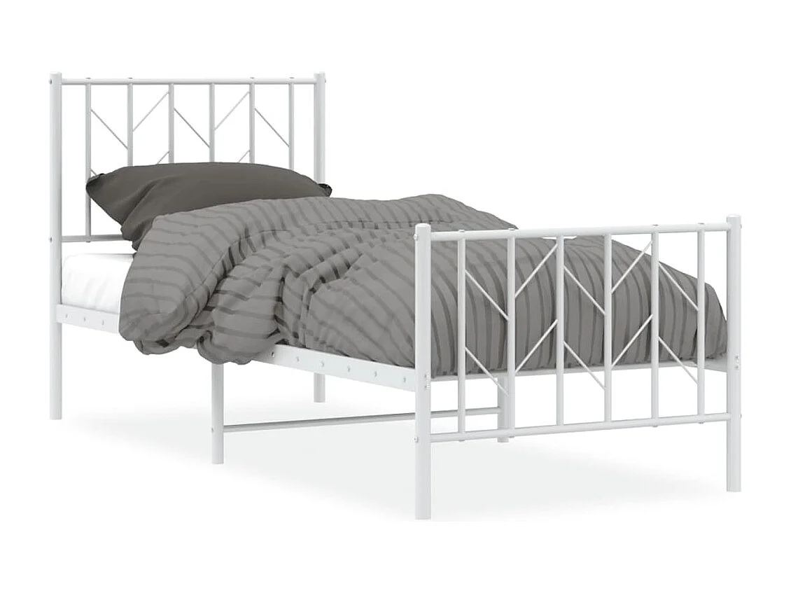 Cama com cabeceira e pés 75x190 cm metal branco PT762753