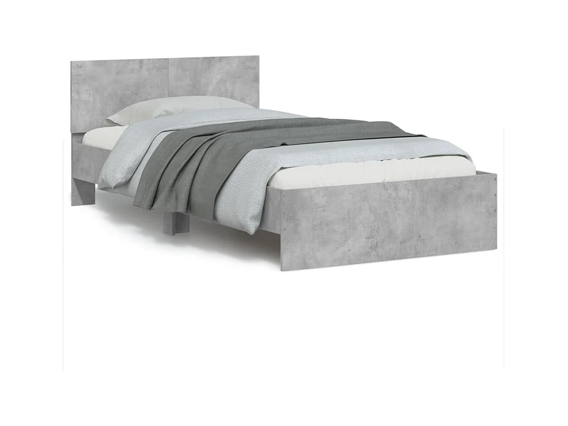 Lit-100x200 cm + tête de lit gris béton HOQW36281