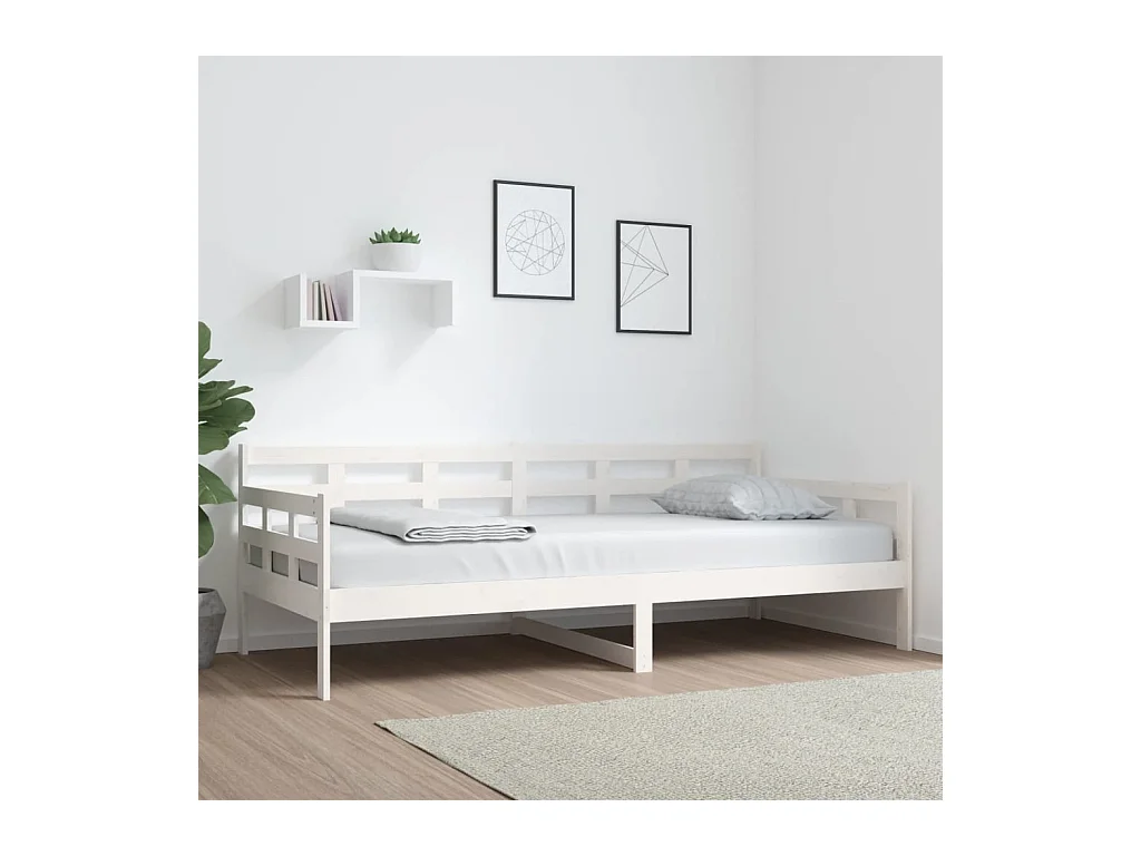 Lit-90x200 cm de jour blanc bois de pin massif HOQW28675
