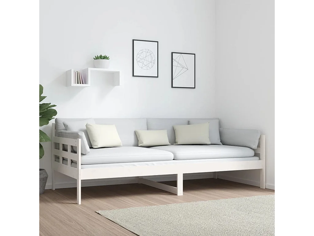Tagesbett,Sofabett Weiß Massivholz Kiefer 90x200 cm -gkd54889