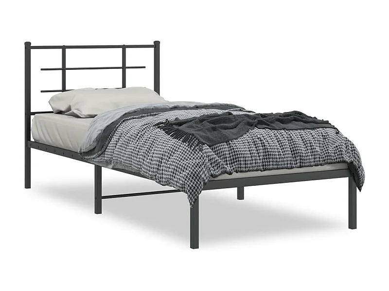 Cama com cabeceira 90x190 cm metal preto PT505823