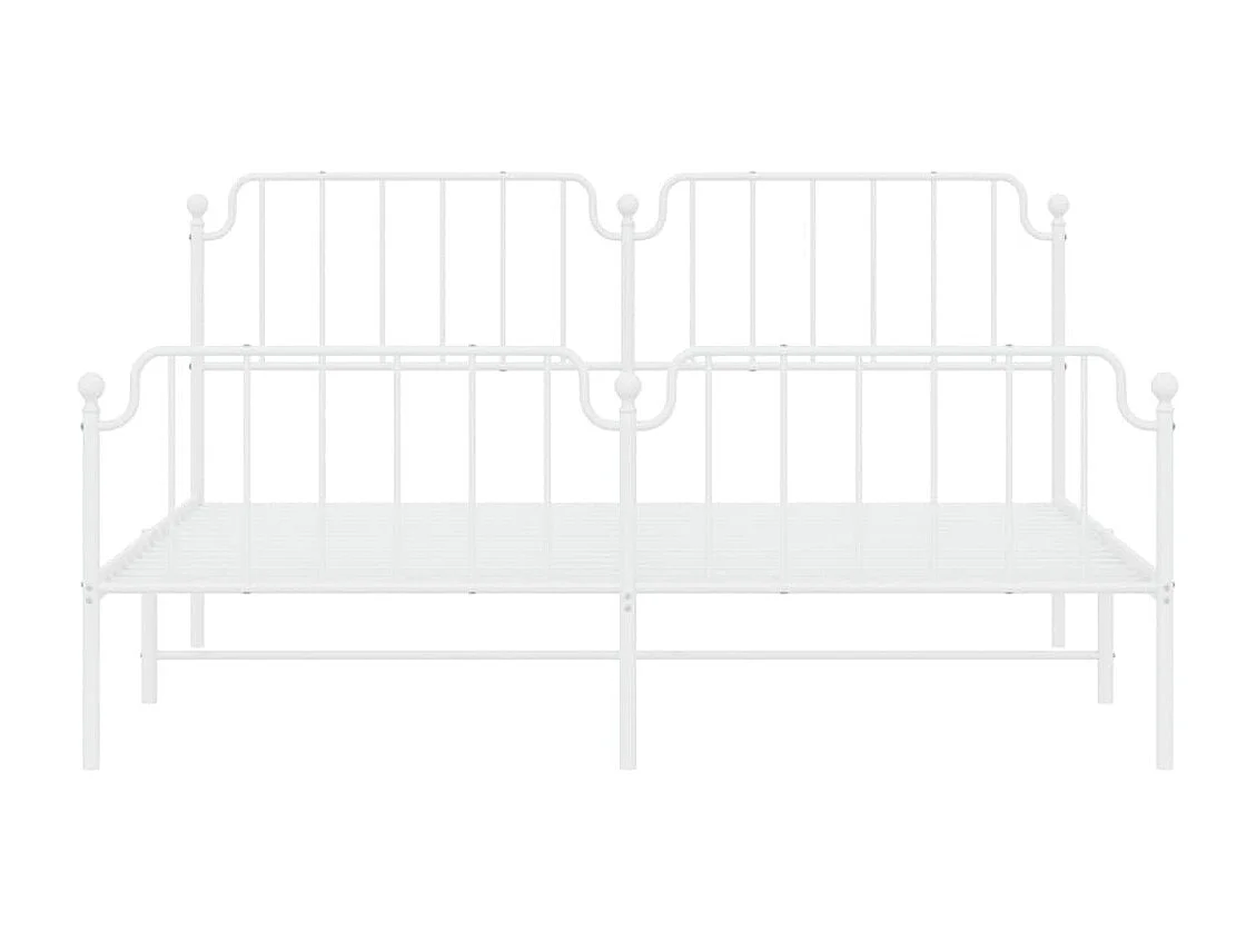 Lit-183x213 cm métal + tête de lit/pied de lit blanc HOQW81211
