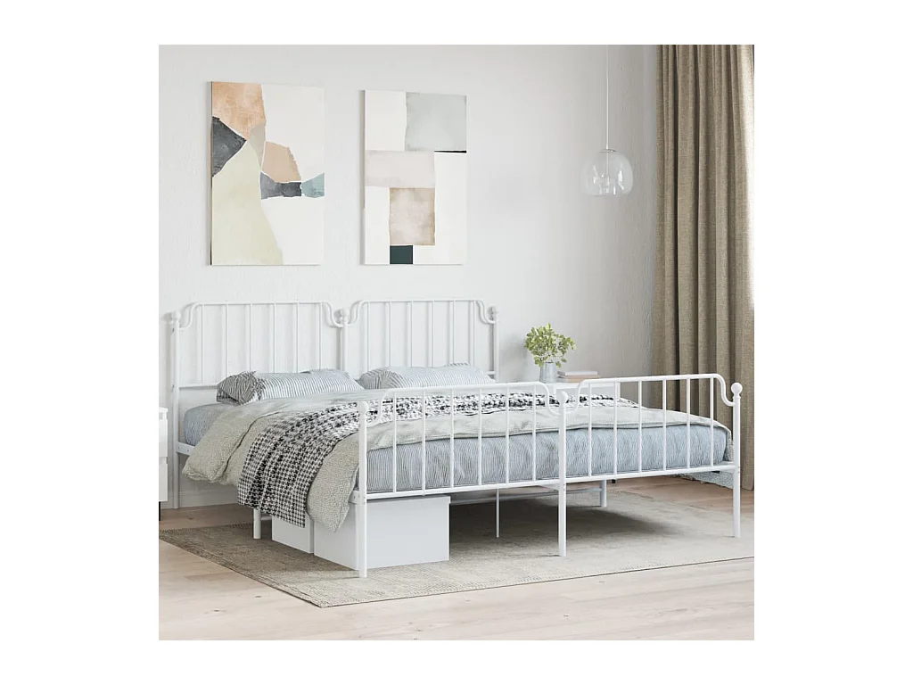 Bedframe met hoofd- en voeteneinde metaal wit 183x213 cm NL79354