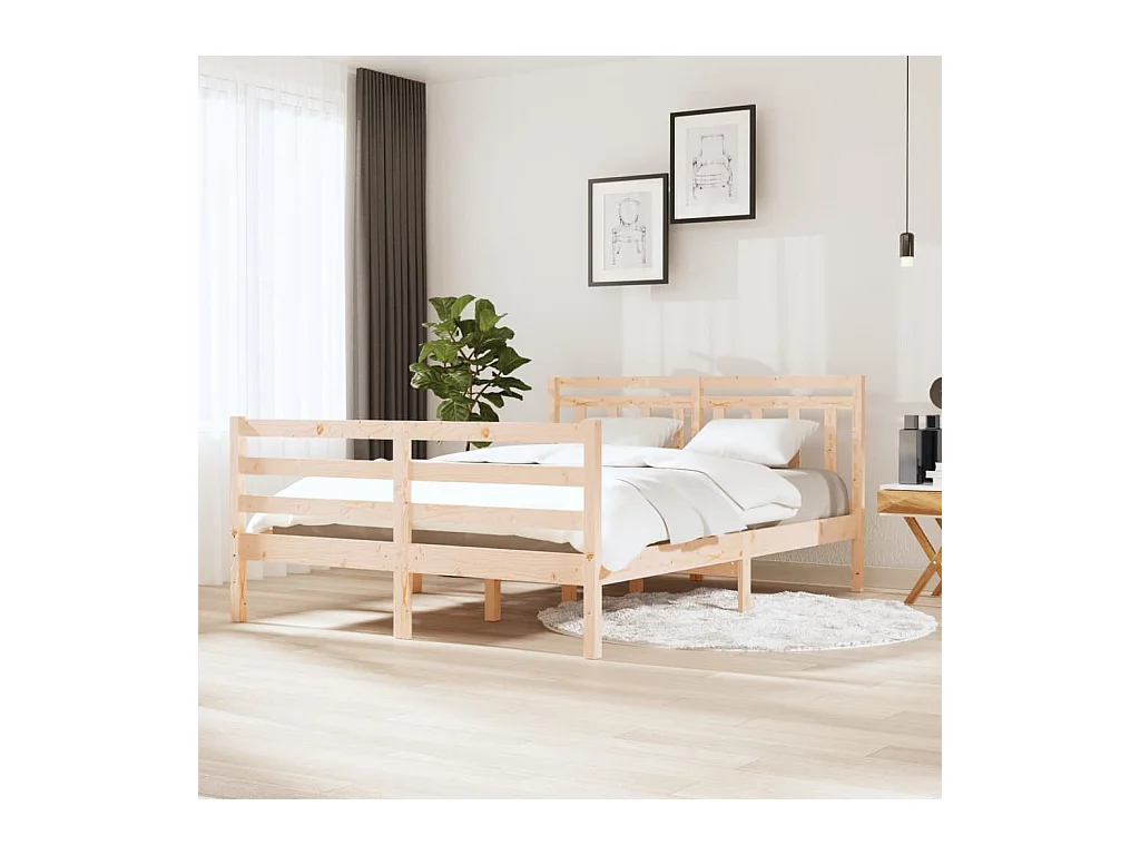 Lit-135x190 cm Bois massif Double HOQW19088