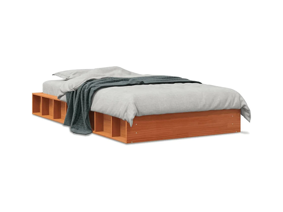 Lit-90x200 cm cire marron bois de pin massif HOQW90984