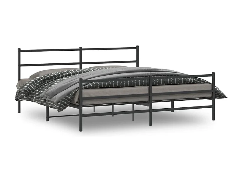 Cama com cabeceira e pés 193x203 cm metal preto PT792440