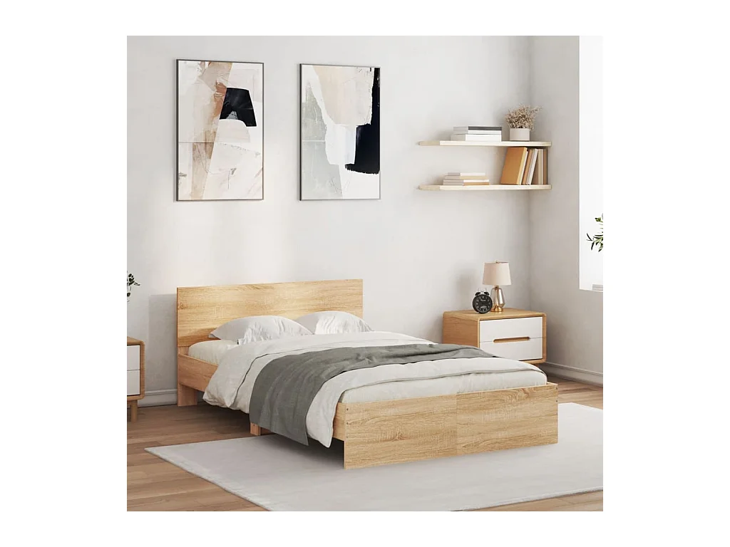 Lit-120x200 cm + tête de lit chêne sonoma HOQW40970