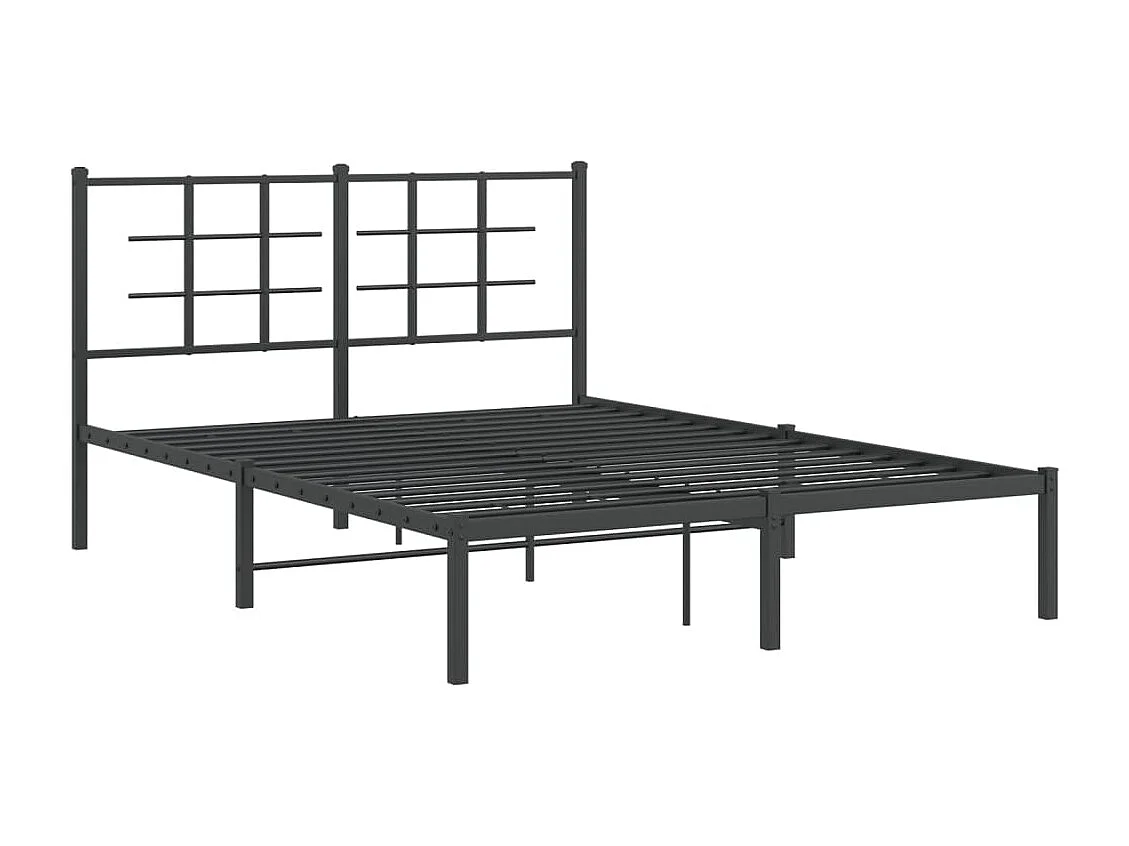 Bedframe met hoofdbord metaal zwart 135x190 cm NL90787
