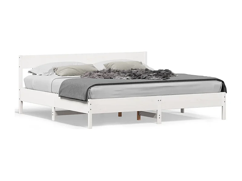 Cama -180x200 cm cabecero madera maciza pino blanco YOE45145