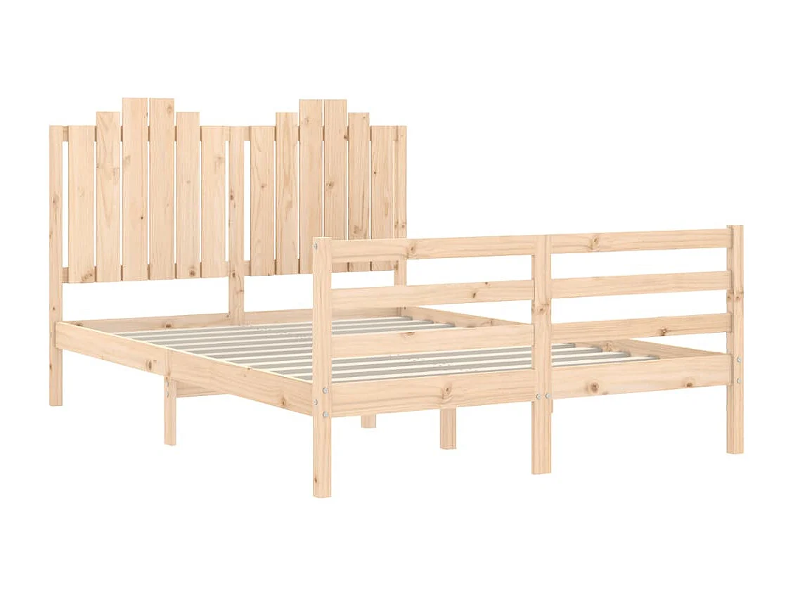 Lit-135x190 cm + tête de lit double bois massif HOQW70777