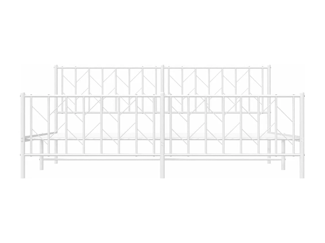 Lit-193x203 cm métal + tête de lit/pied de lit blanc HOQW82522