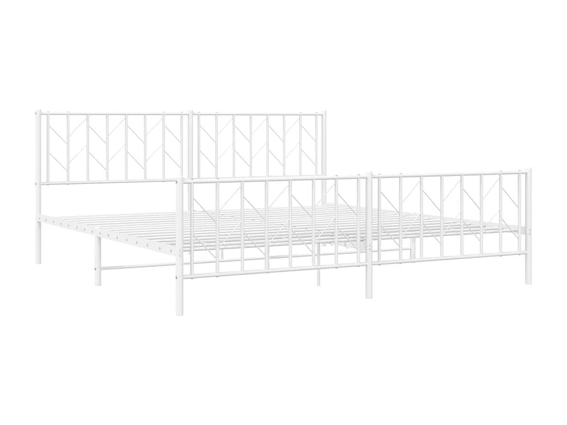 Lit-193x203 cm métal + tête de lit/pied de lit blanc HOQW82522