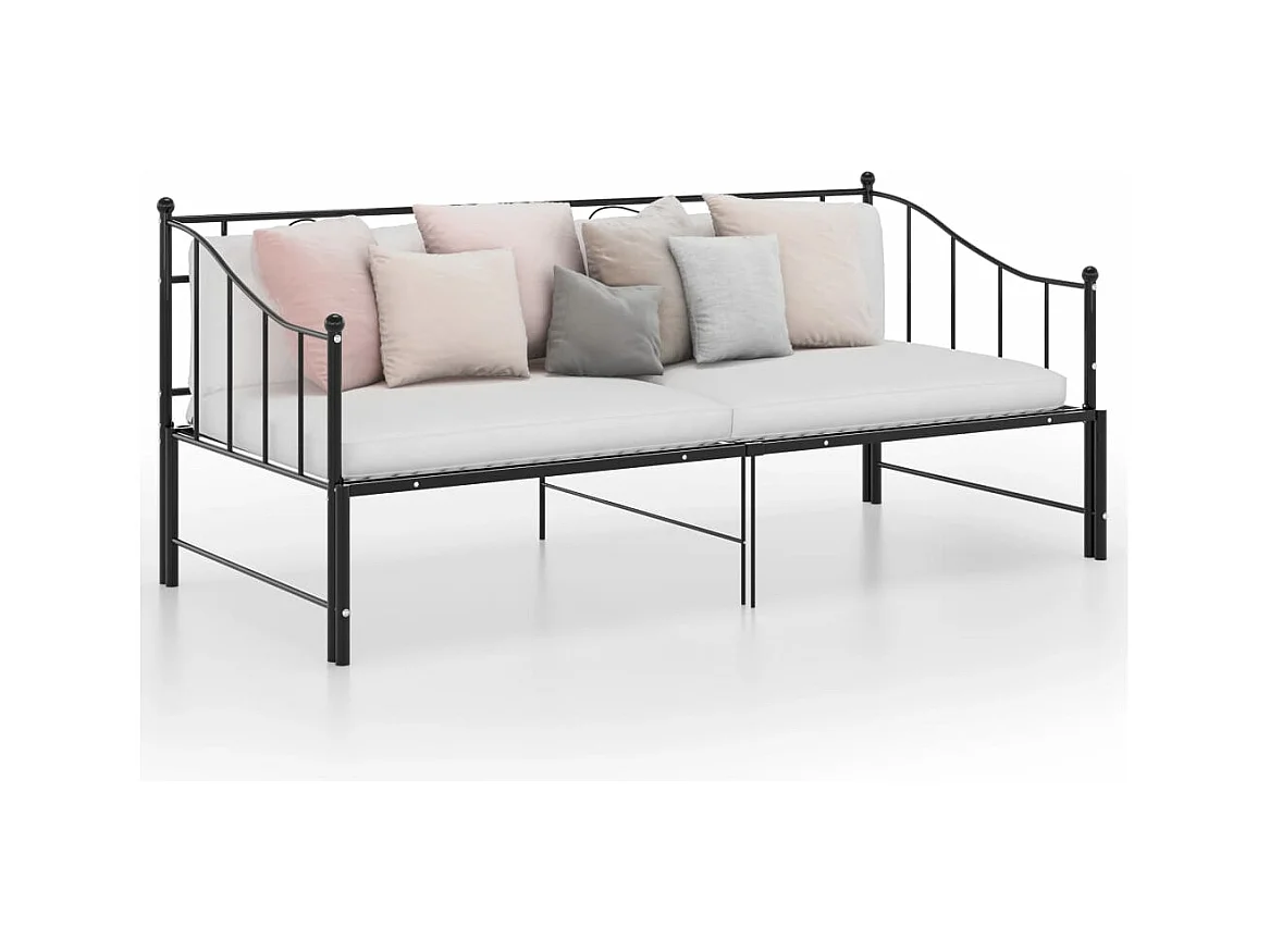 Lit-90x200 cm extensible Noir Métal HOQW15426