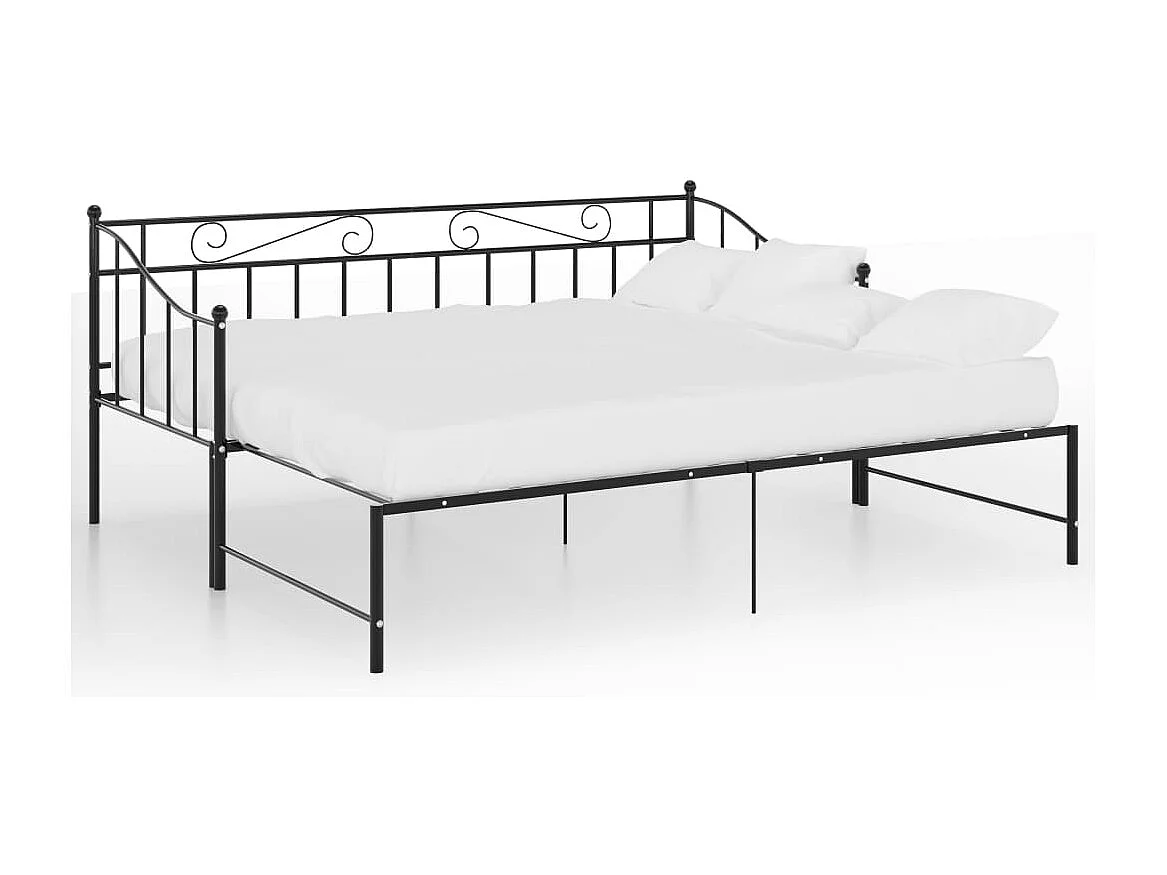 Slaapbankframe uittrekbaar metaal zwart 90x200 cm NL37431