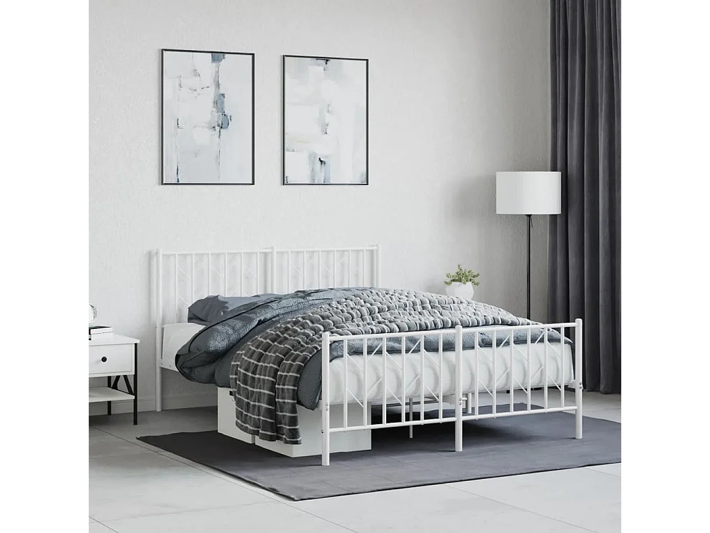Bedframe met hoofd- en voeteneinde metaal wit 140x190 cm NL51396