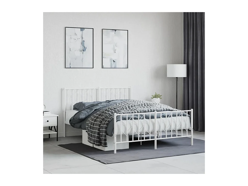 Bedframe met hoofd- en voeteneinde metaal wit 140x190 cm NL51396