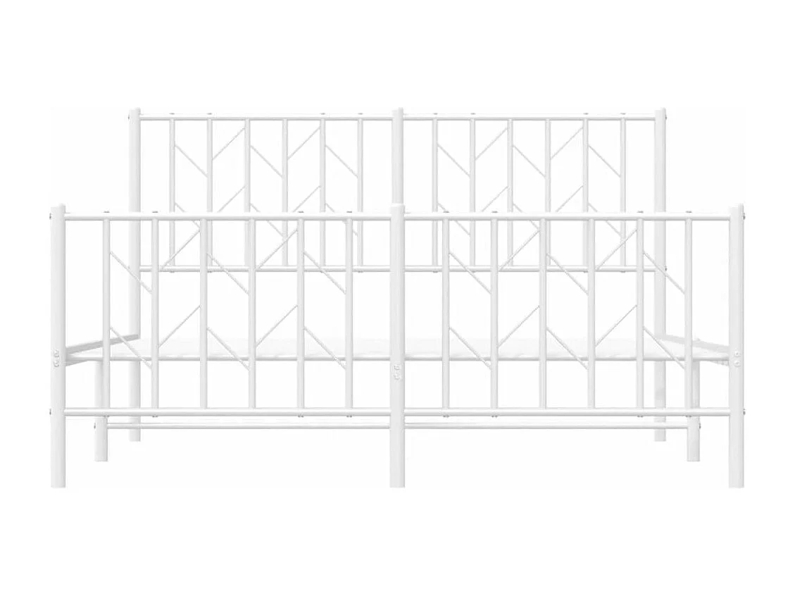 Lit-140x190 cm métal + tête de lit/pied de lit blanc HOQW11704