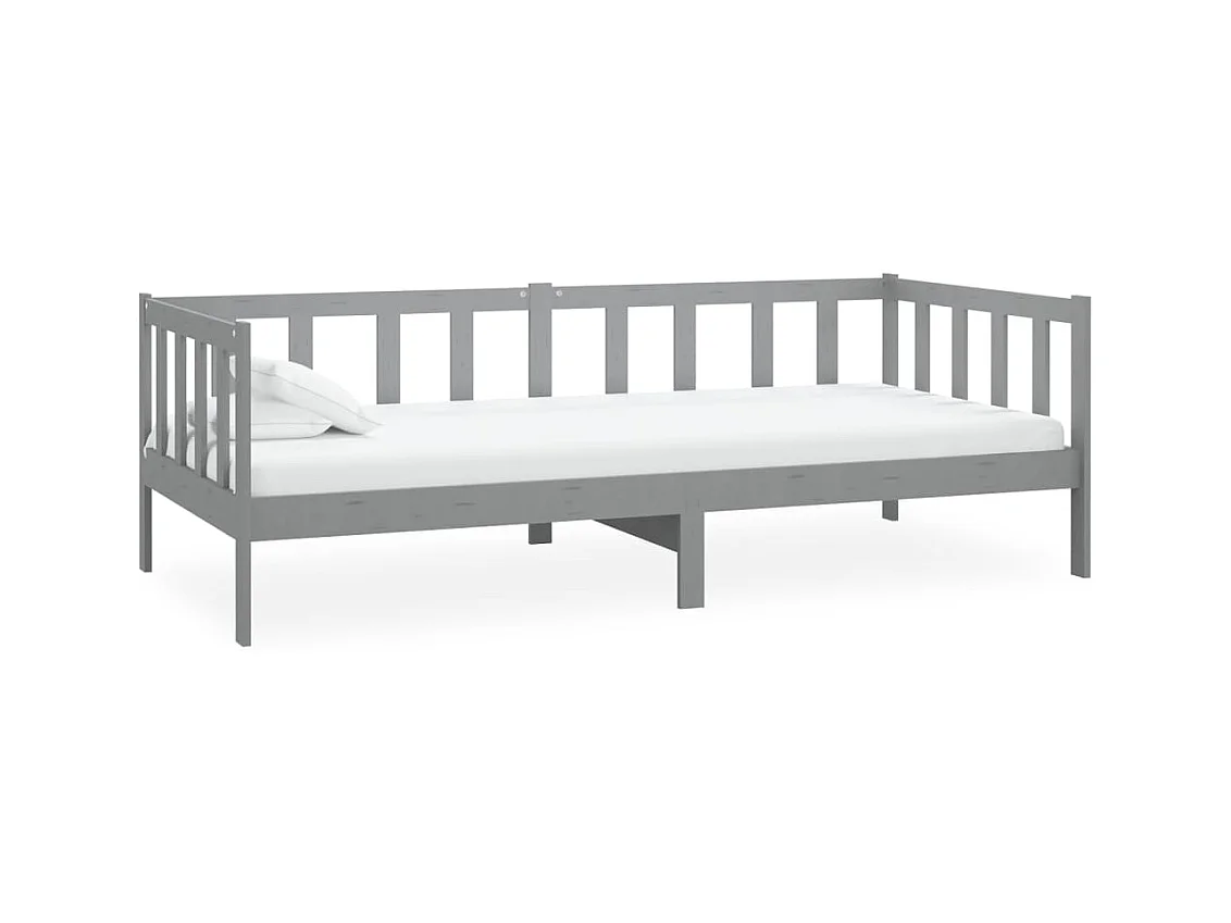 Tagesbett,Sofabett mit Matratze 90x200 cm Grau Kiefer Massivholz -gkd14576