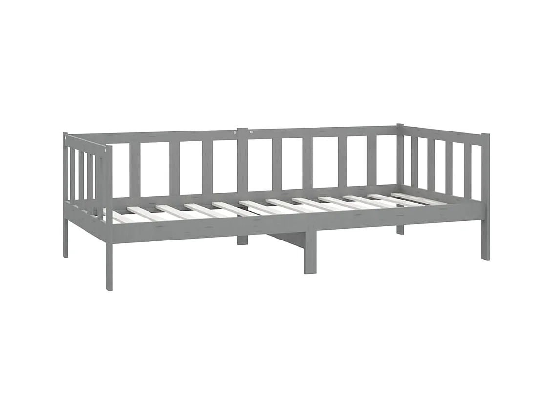 Tagesbett,Sofabett mit Matratze 90x200 cm Grau Kiefer Massivholz -gkd14576