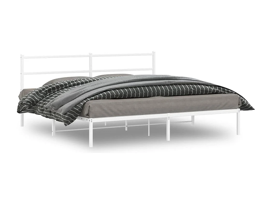 Cama com cabeceira 193x203 cm metal branco PT159211