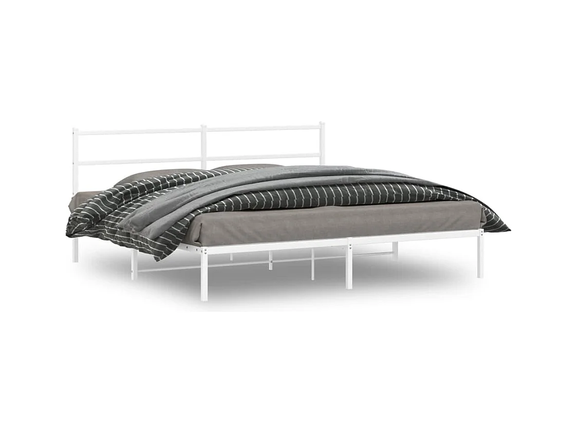Lit-193x203 cm métal + tête de lit blanc HOQW27768