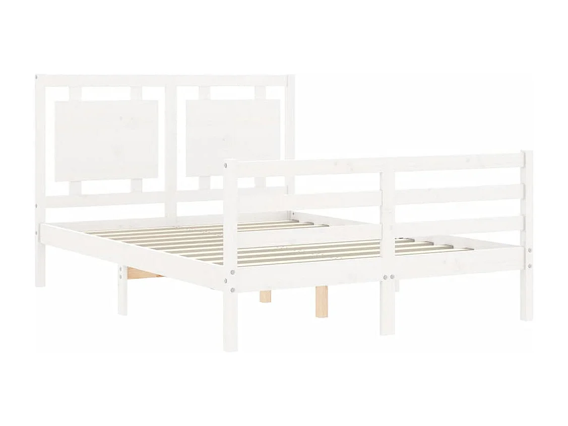 Lit-135x190 cm + tête de lit blanc double bois massif HOQW81199