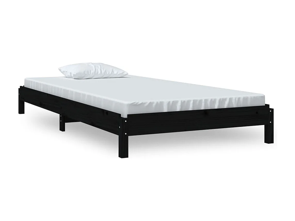 Cama empilhável 75x190 cm madeira de pinho maciça preto PT676593