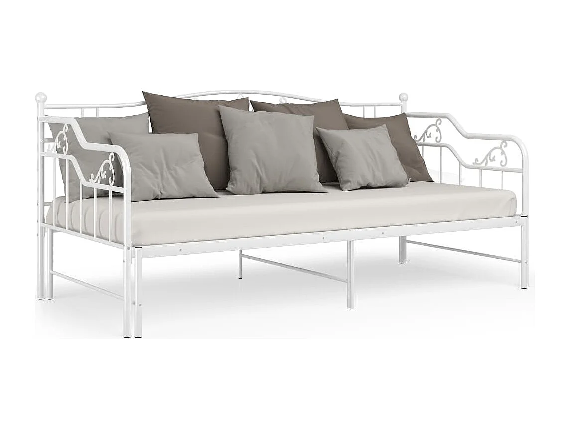 Slaapbankframe uittrekbaar metaal wit 90x200 cm NL45591