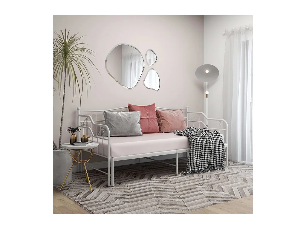Lit-90x200 cm extensible Blanc Métal HOQW73835