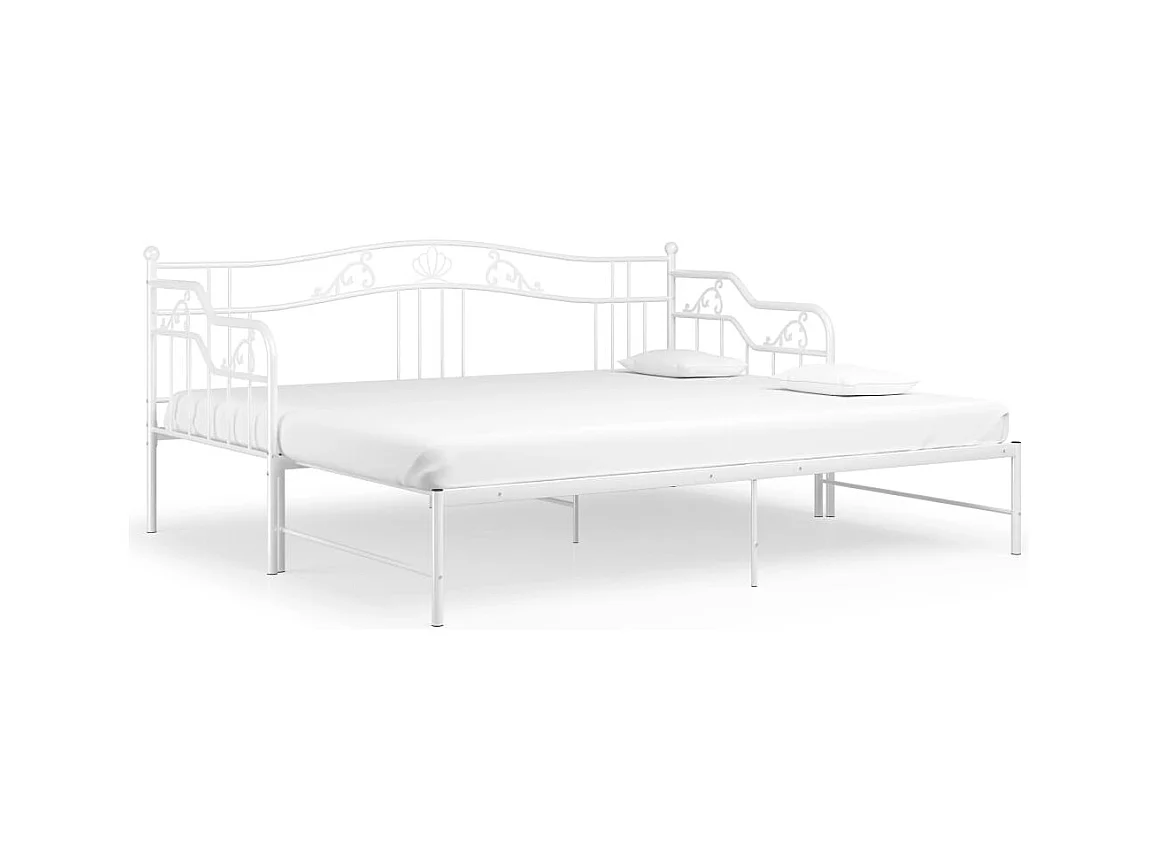 Lit-90x200 cm extensible Blanc Métal HOQW73835