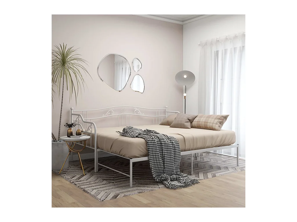 Lit-90x200 cm extensible Blanc Métal HOQW73835