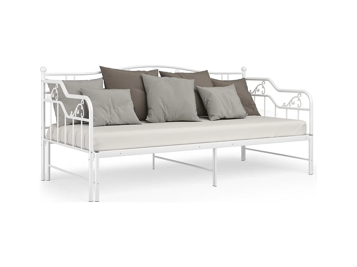 Lit-90x200 cm extensible Blanc Métal HOQW73835