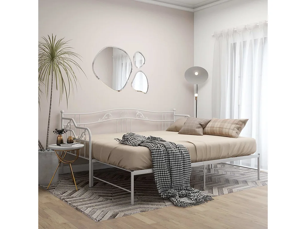 Lit-90x200 cm extensible Blanc Métal HOQW73835