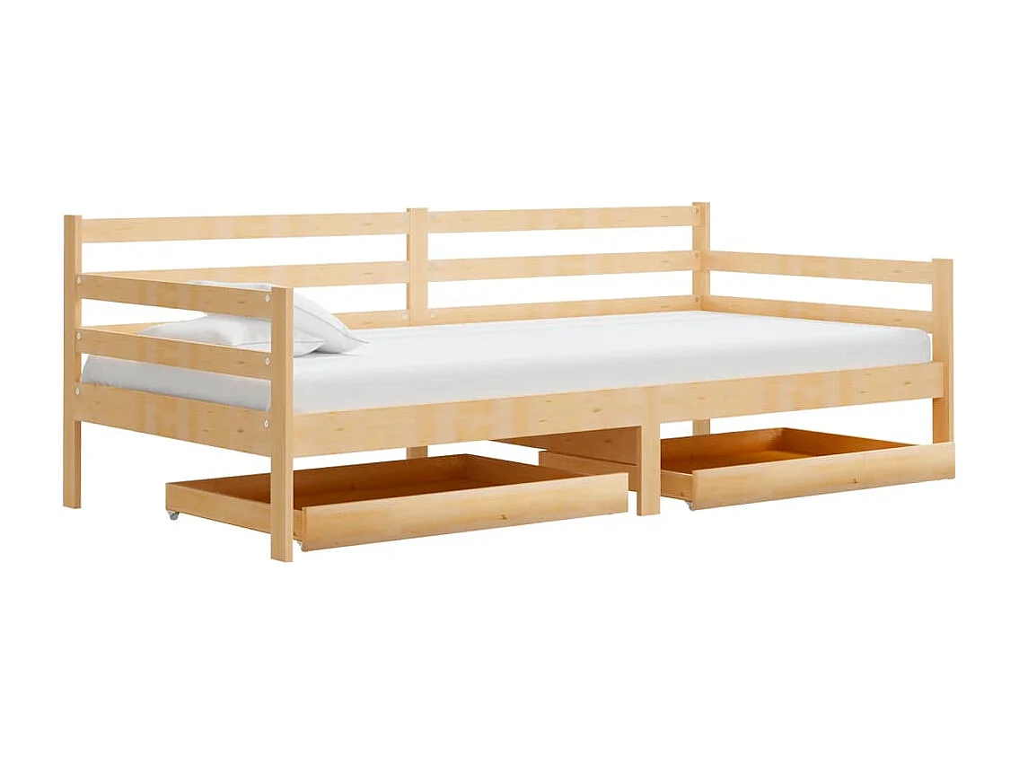 Cama -90x200 cm con cajones madera de pino maciza YOE87261