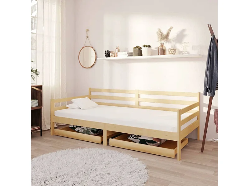 Tagesbett,Sofabett mit Schubladen 90x200 cm Massivholz Kiefer -gkd70244