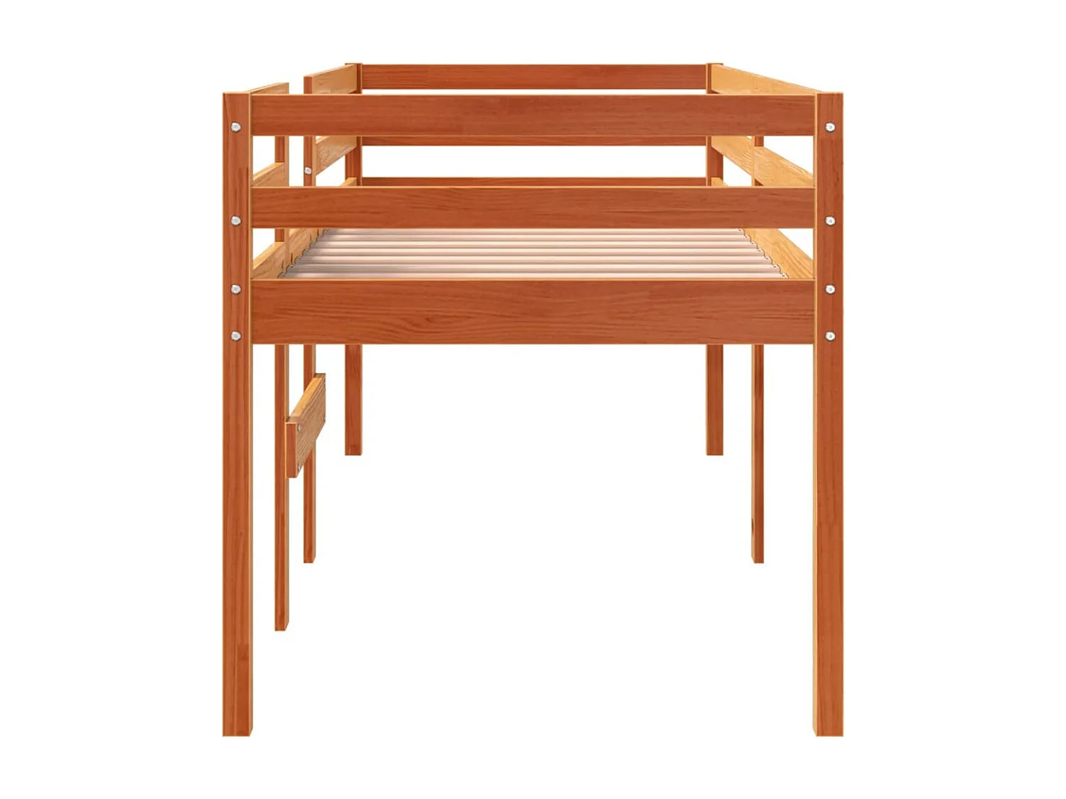 Lit haut-90x190 cm cire marron bois de pin massif HOQW77053