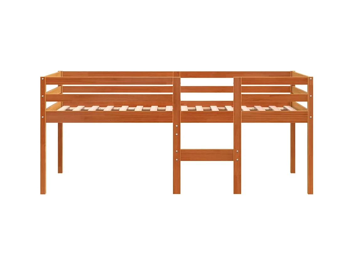 Cama alta 90x190 cm madera maciza de pino marrón cera ES52433