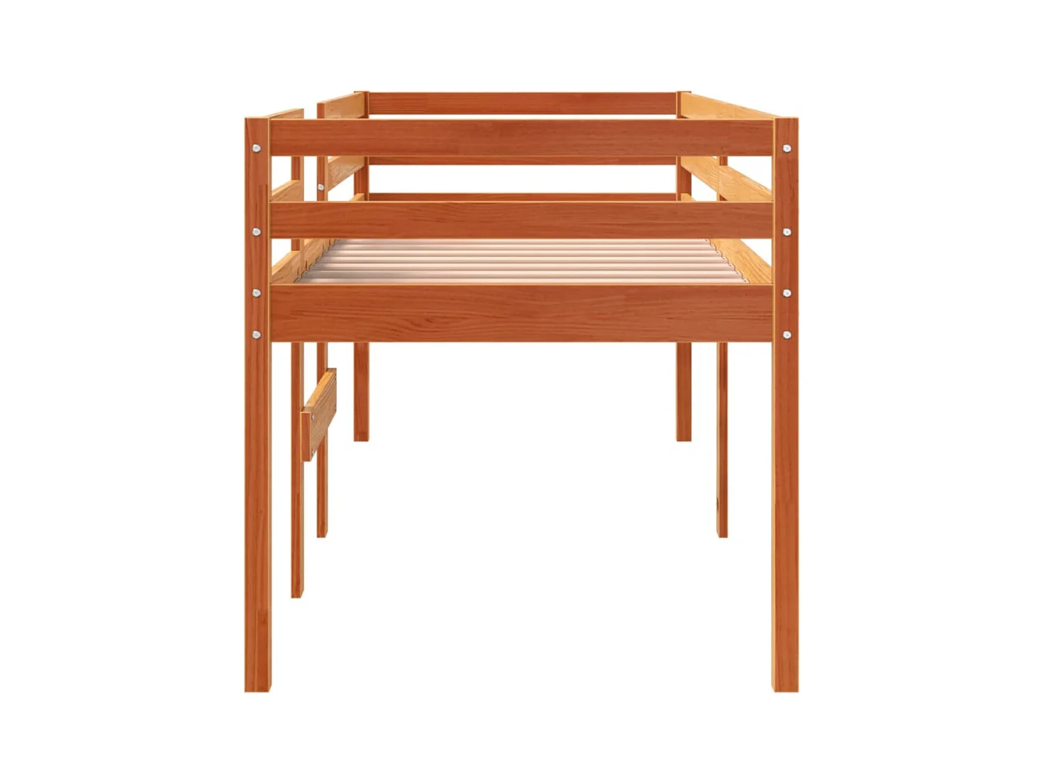 Cama alta 90x190 cm madera maciza de pino marrón cera ES52433