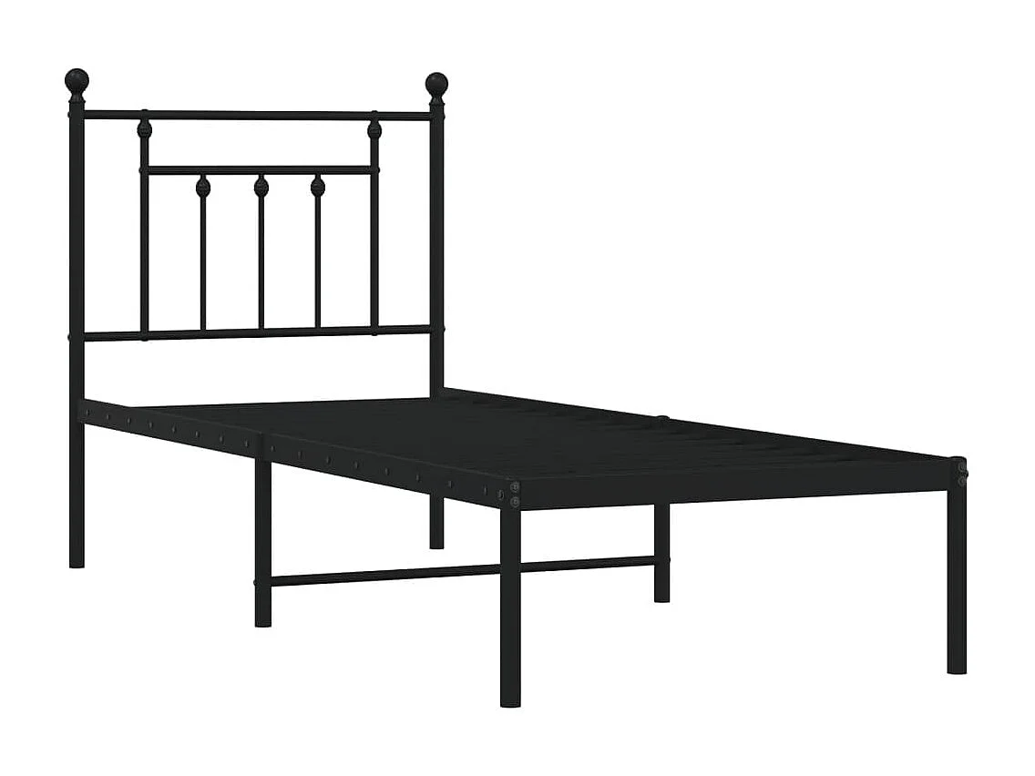 Bedframe met hoofdbord metaal zwart 75x190 cm NL87620