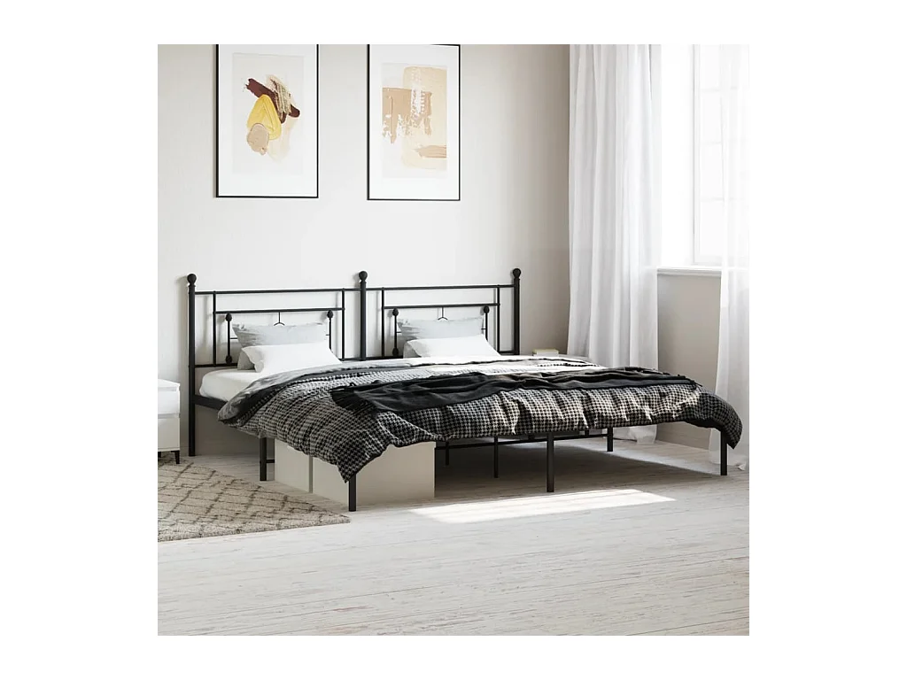 Bedframe met hoofdbord metaal zwart 193x203 cm NL15565