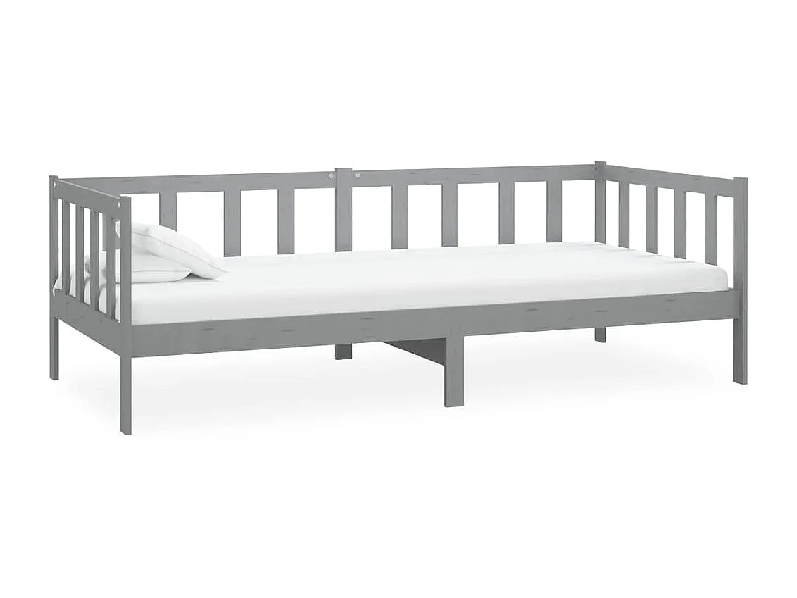 Lit-90x200 cm de repos + matelas Gris Bois de pin massif HOQW21764