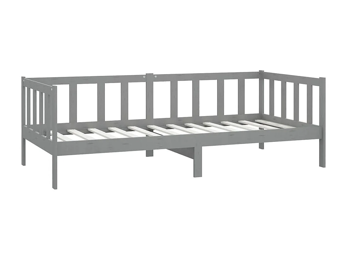 Lit-90x200 cm de repos + matelas Gris Bois de pin massif HOQW21764