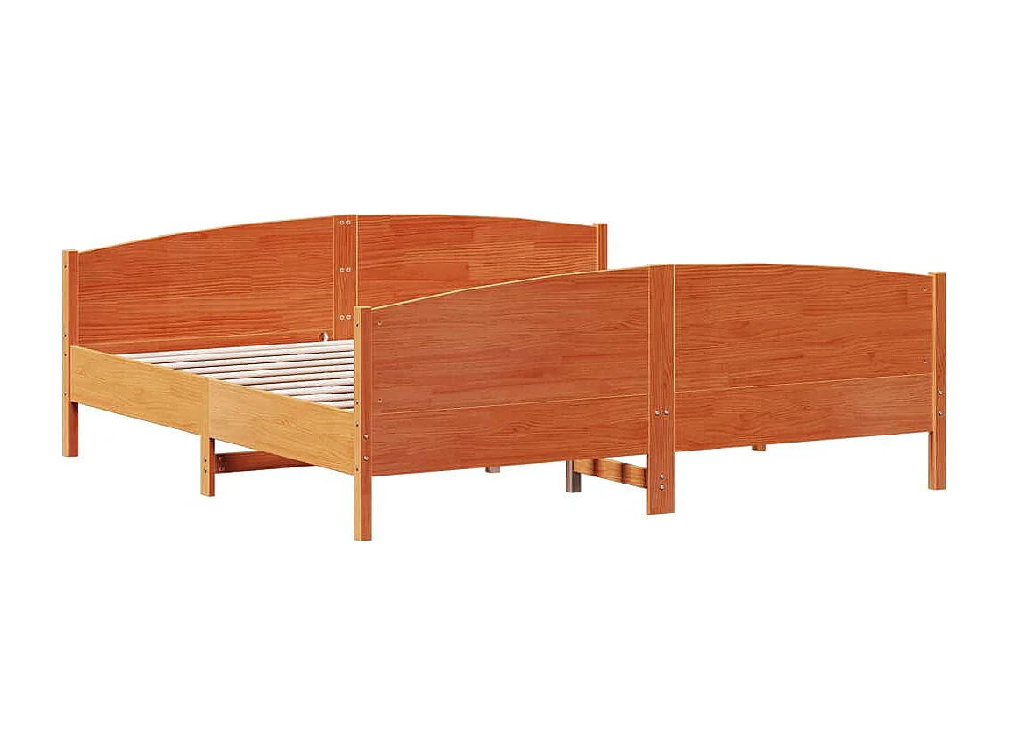 Cama -200x200 cm con cabecero madera pino marrón cera YOE62826