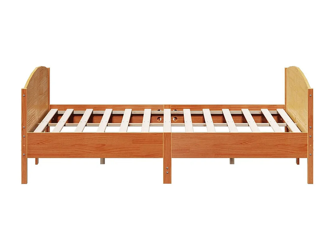 Cama -200x200 cm con cabecero madera pino marrón cera YOE62826