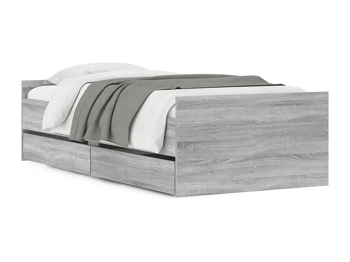 Lit-90x200 cm + tiroirs sonoma gris HOQW18065