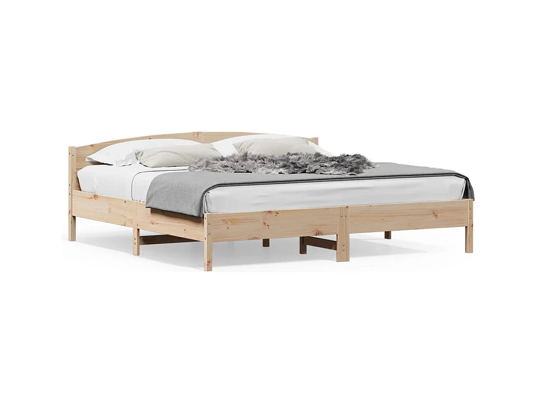 Lit-180x200 cm + tête de lit bois de pin massif HOQW97895